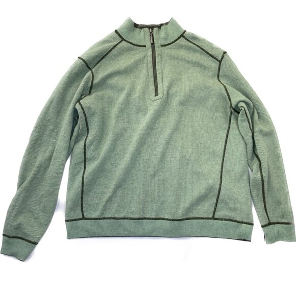 Tommy Bahama Sweater Mens XXL Green Reversible 1/4 Zip Casual Pullover Top - Picture 4 of 7